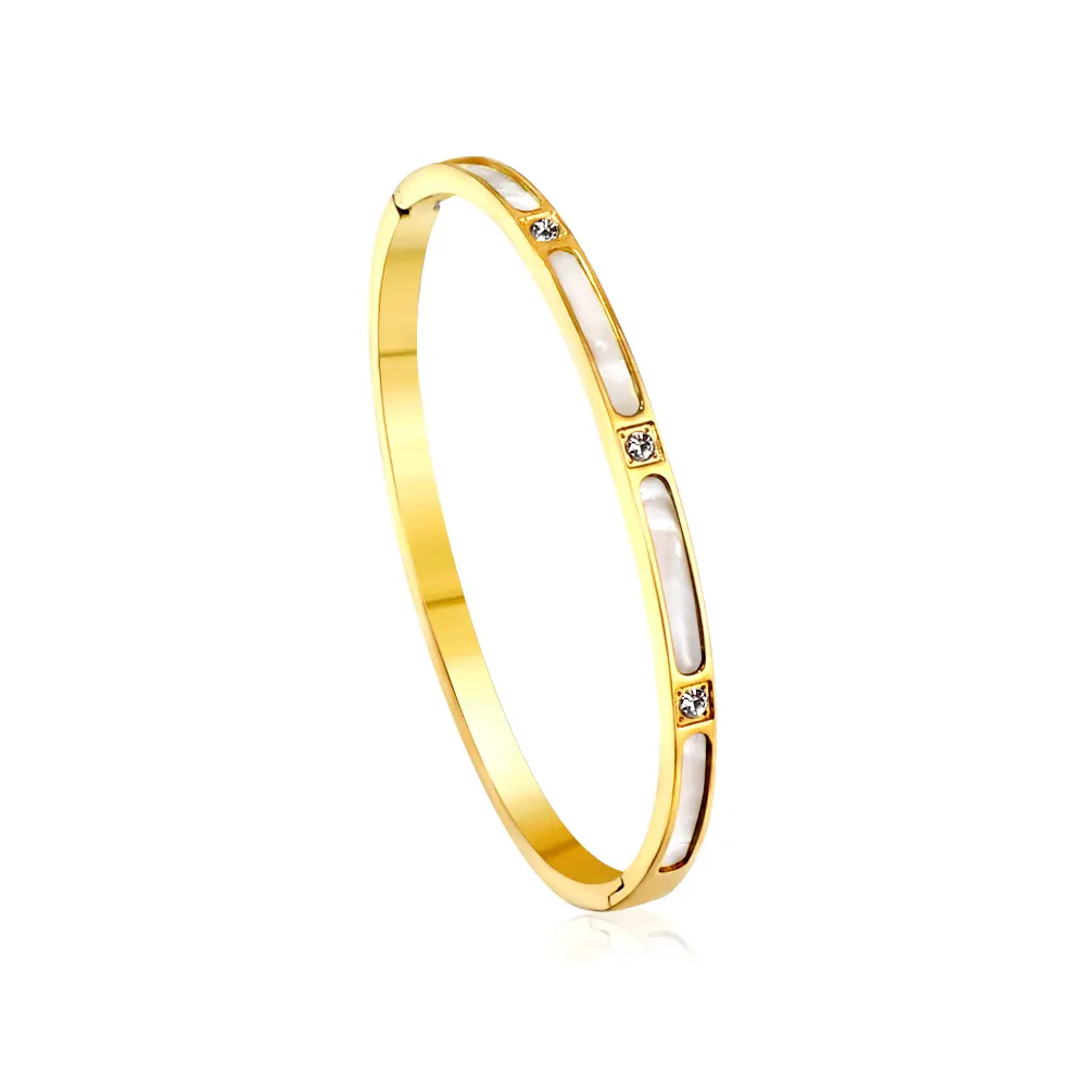 Tides – Mother-of-Pearl Bangle - Stories in Steel