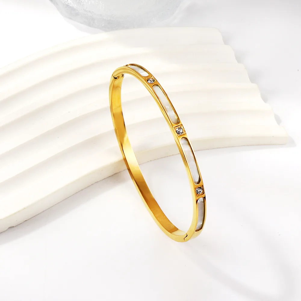 Tides – Mother-of-Pearl Bangle - Stories in Steel