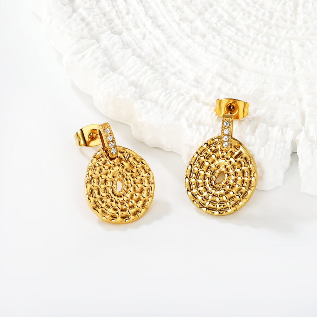 Gold Coral Earrings - Stainless Steel
